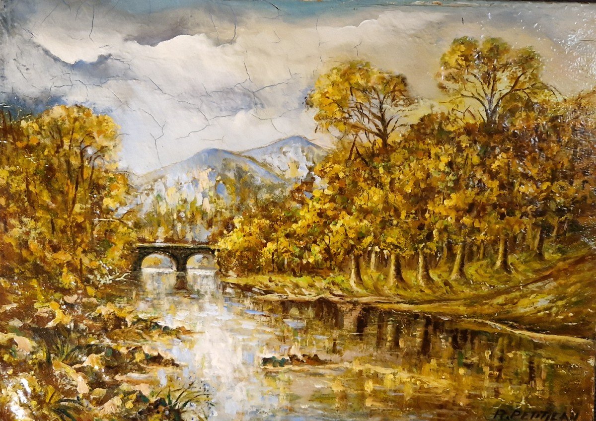 Bords De l'Ain Par André  Petit Jean (1817-1896)