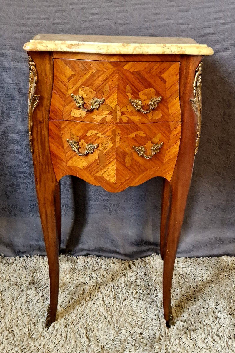 Bedside In Marquetry Style Louis XV XXème-photo-2