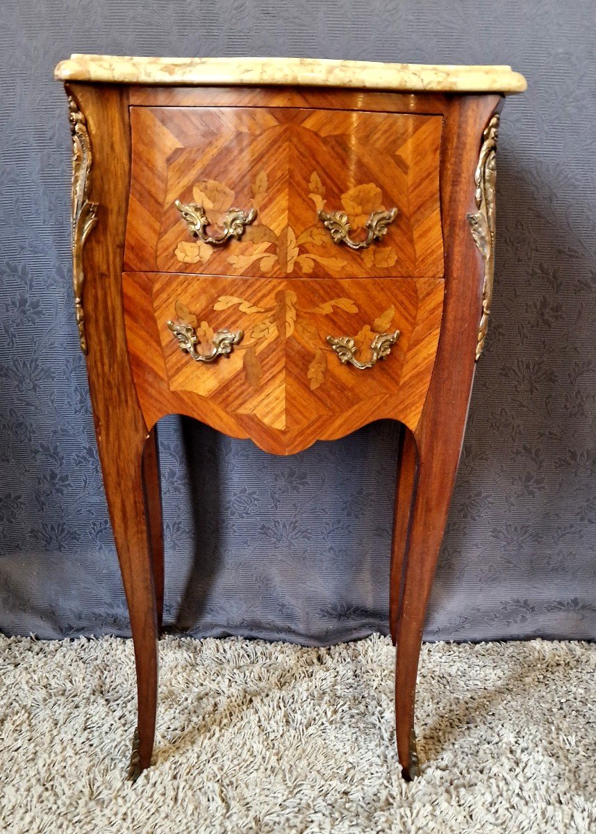 Bedside In Marquetry Style Louis XV XXème