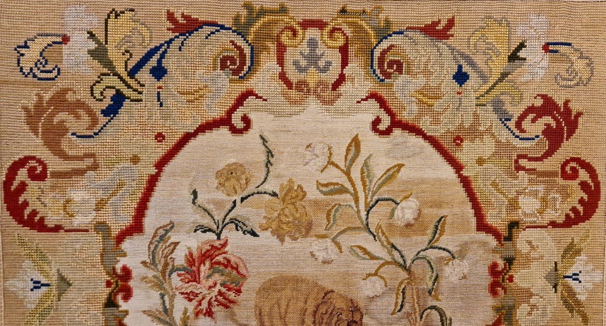 Fireplace Screen With Tapestry Late 19th Century-photo-1