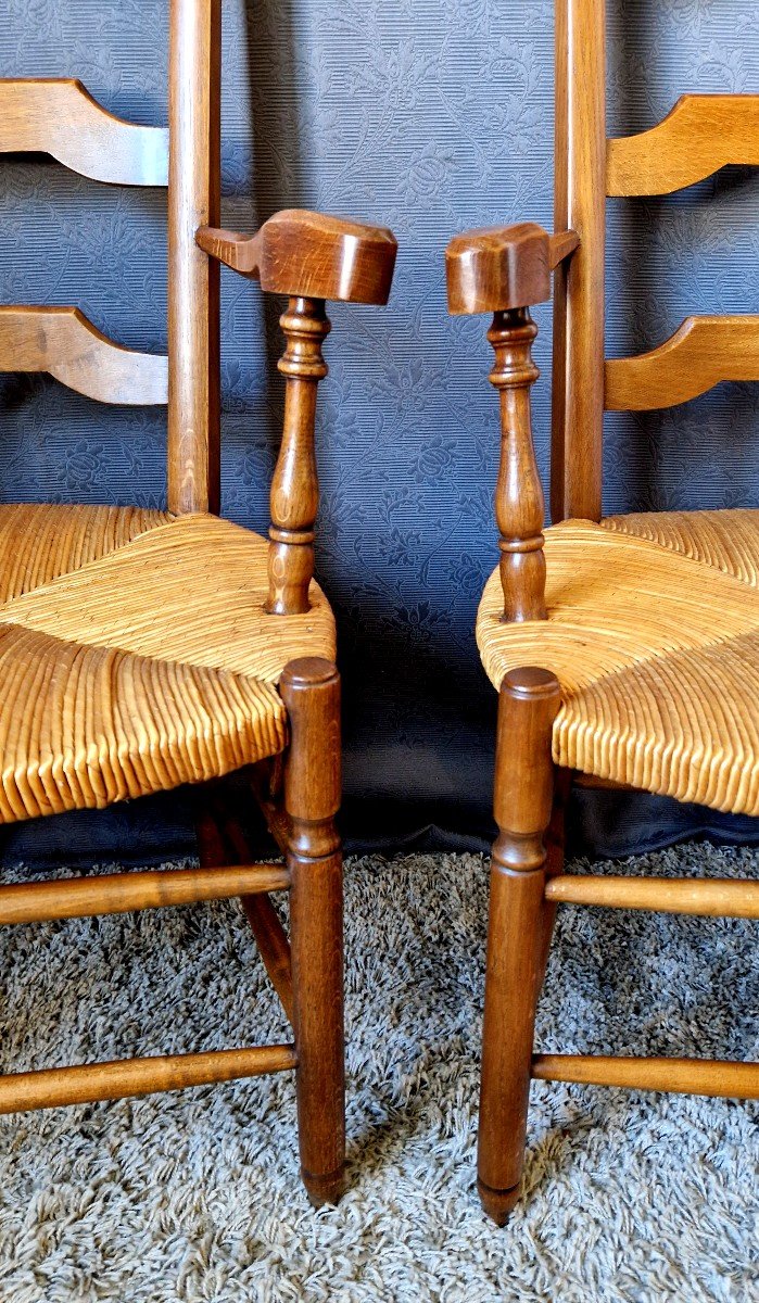 Pair Of Paillé Armchairs In Oak-photo-3