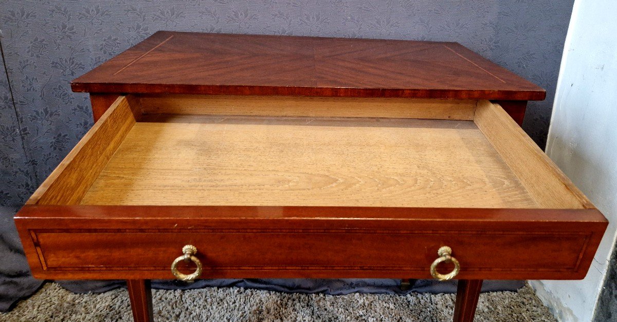 Small Mahogany Veneer Desk Table-photo-4