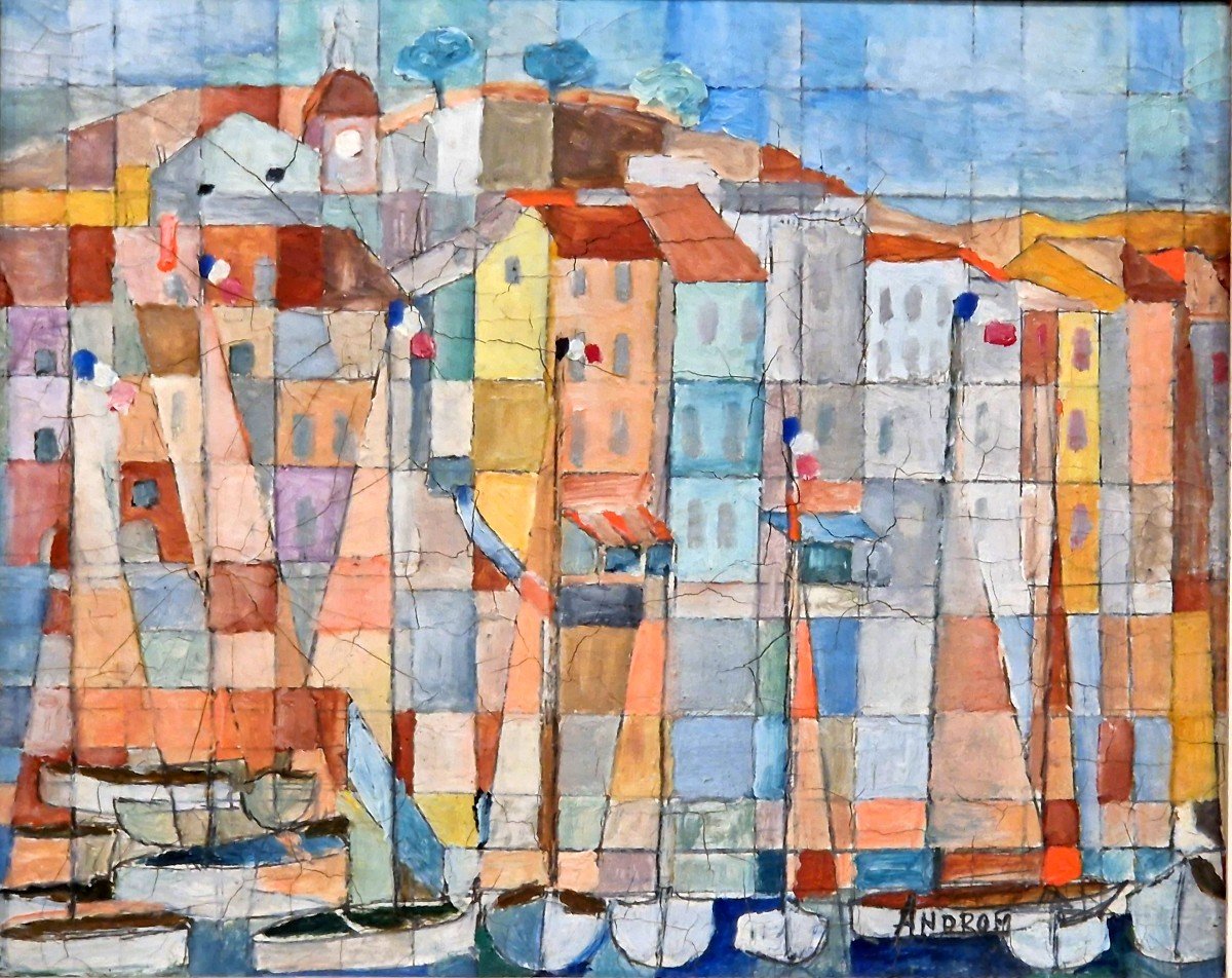 Abstract Seaside Village 20th Century-photo-4