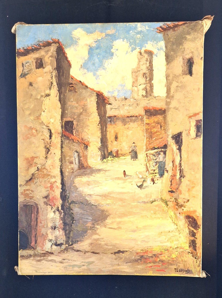 Old Street In Grimaud (var) By Maurice Legrand (1906 - 2004)-photo-2