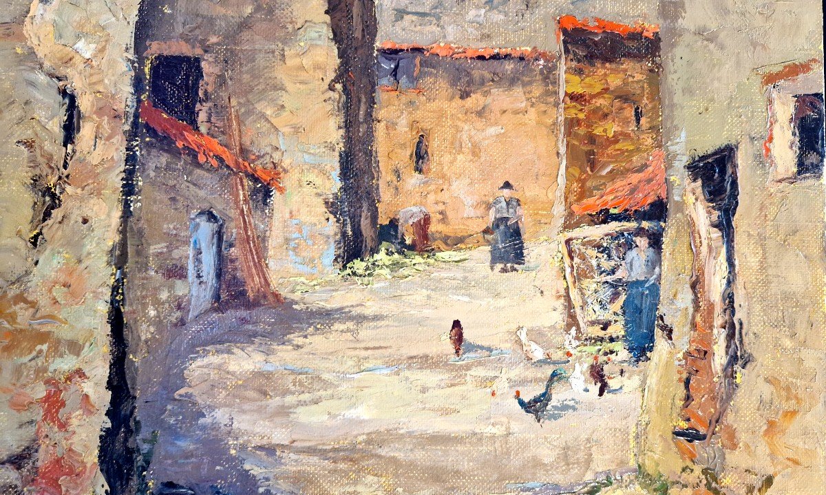 Old Street In Grimaud (var) By Maurice Legrand (1906 - 2004)-photo-3