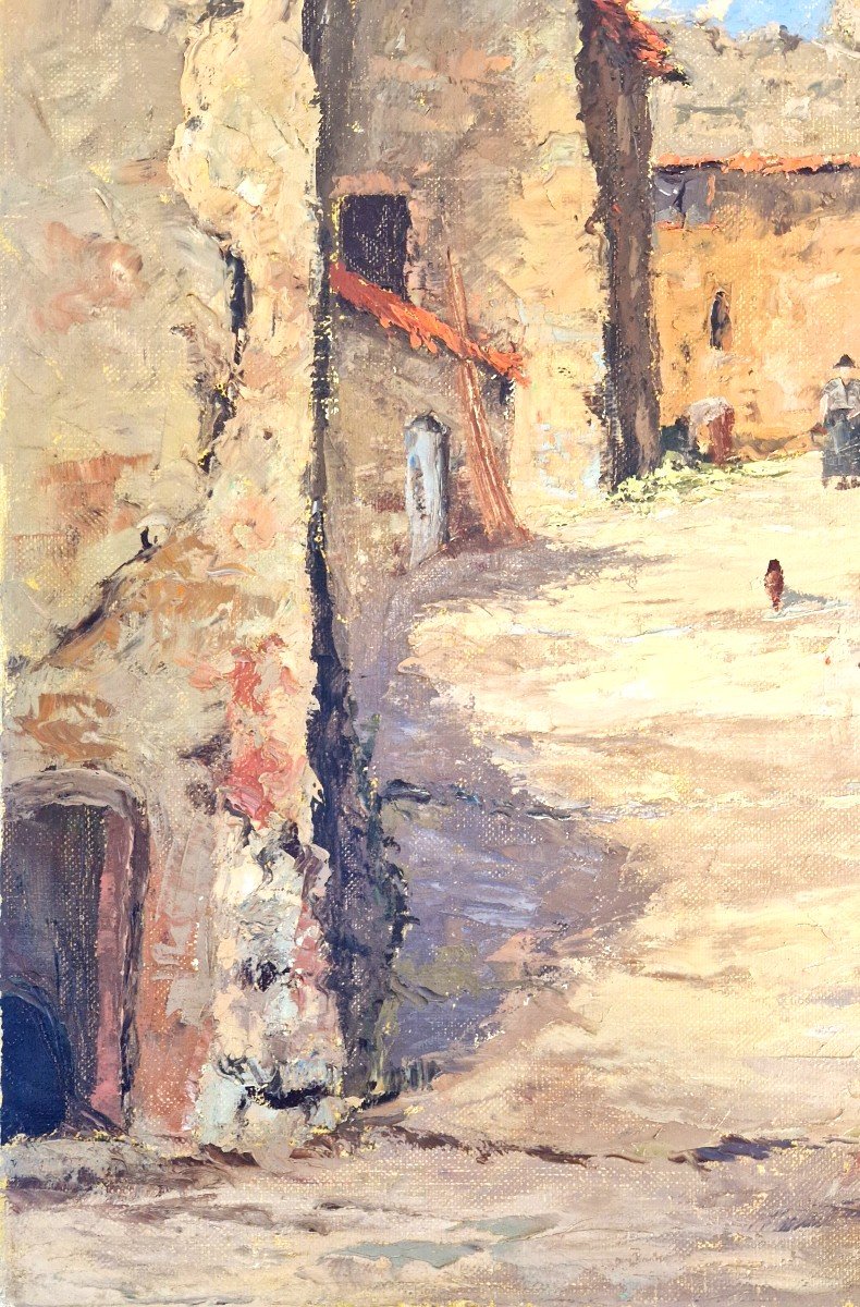 Old Street In Grimaud (var) By Maurice Legrand (1906 - 2004)-photo-4