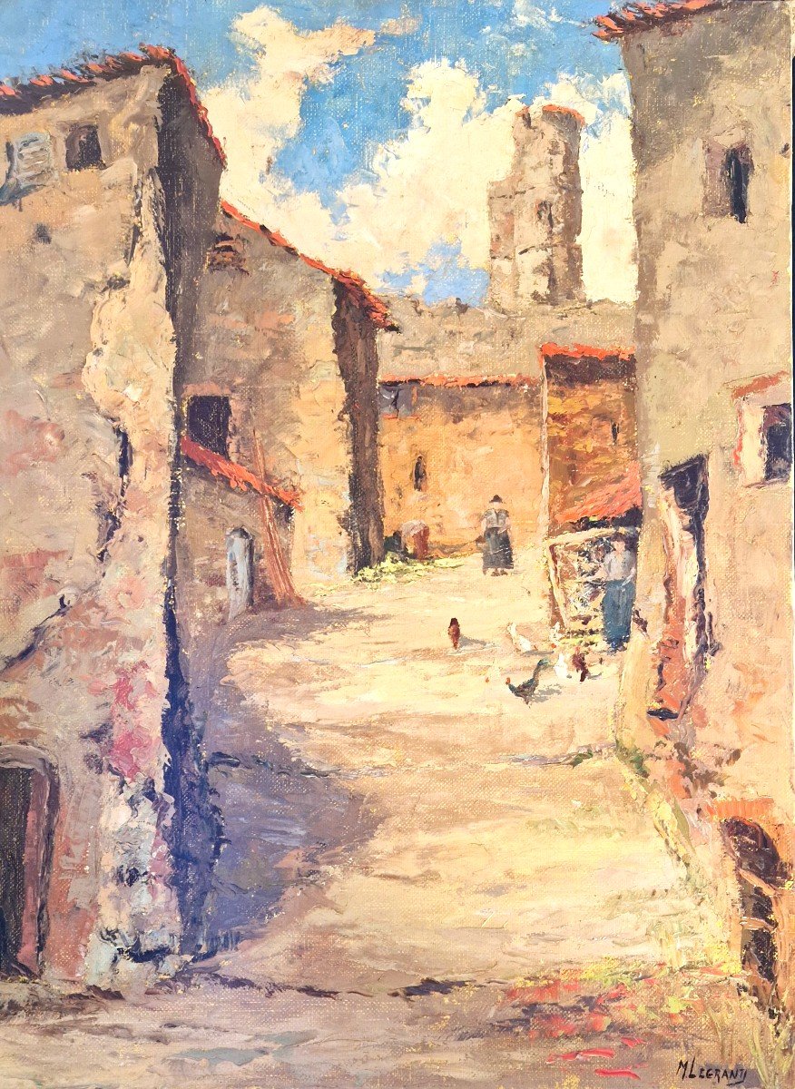 Old Street In Grimaud (var) By Maurice Legrand (1906 - 2004)-photo-5