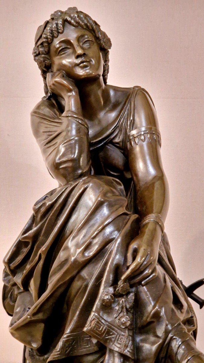 Bronze Euterpe By Pierre Alexander Schoenewerk (1820 - 1885)-photo-2