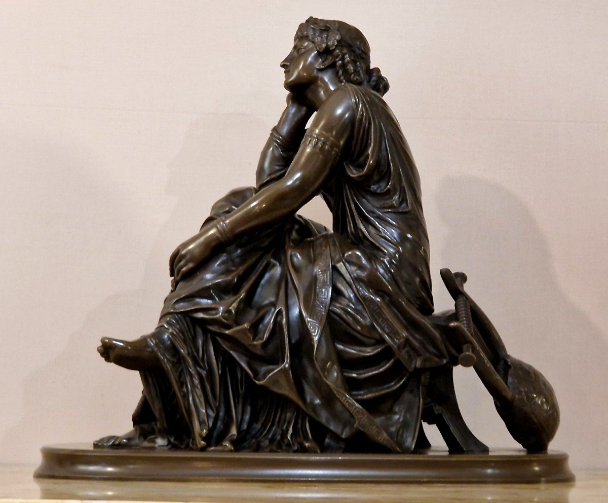Bronze Euterpe By Pierre Alexander Schoenewerk (1820 - 1885)-photo-3