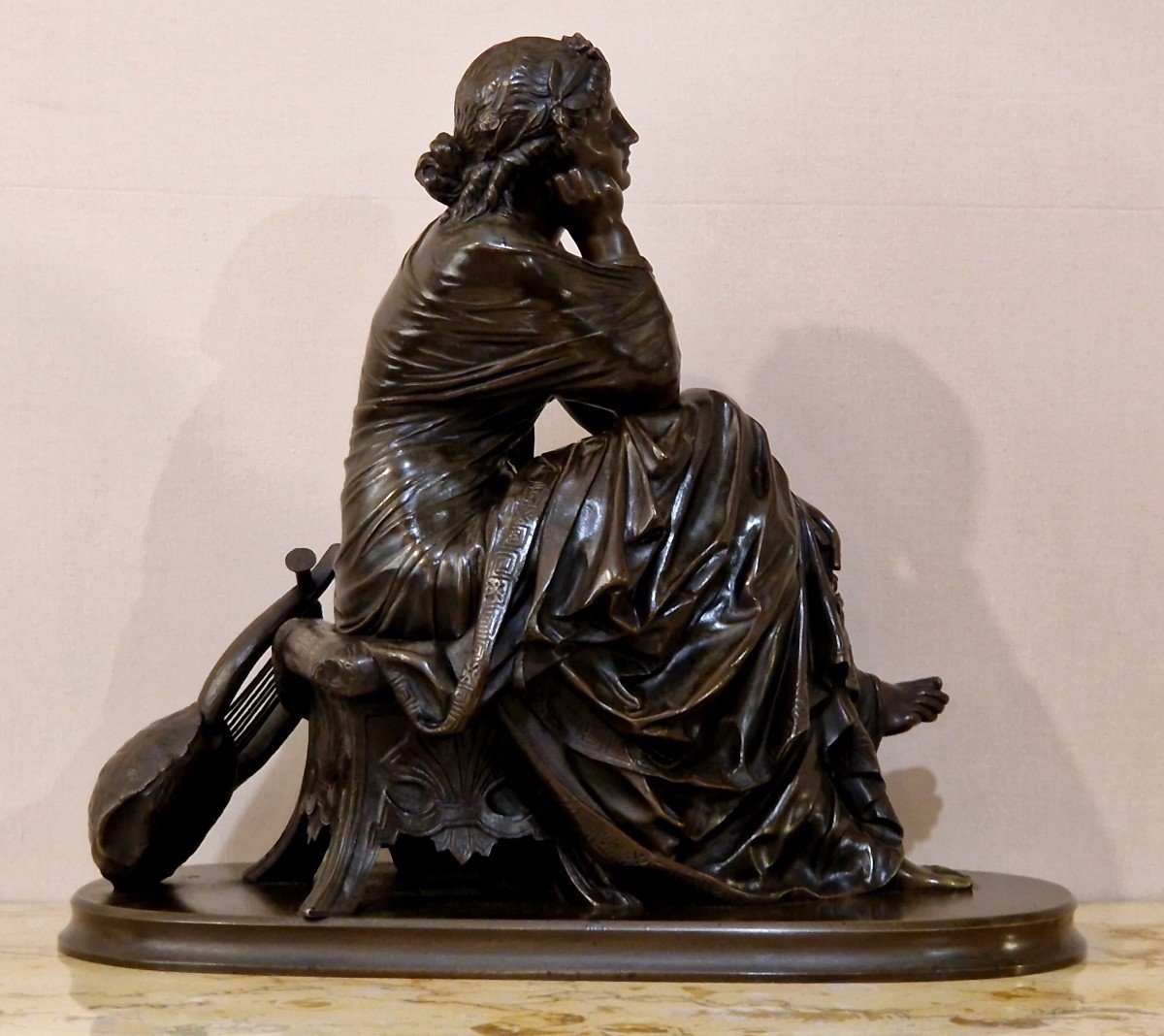 Bronze Euterpe By Pierre Alexander Schoenewerk (1820 - 1885)-photo-4