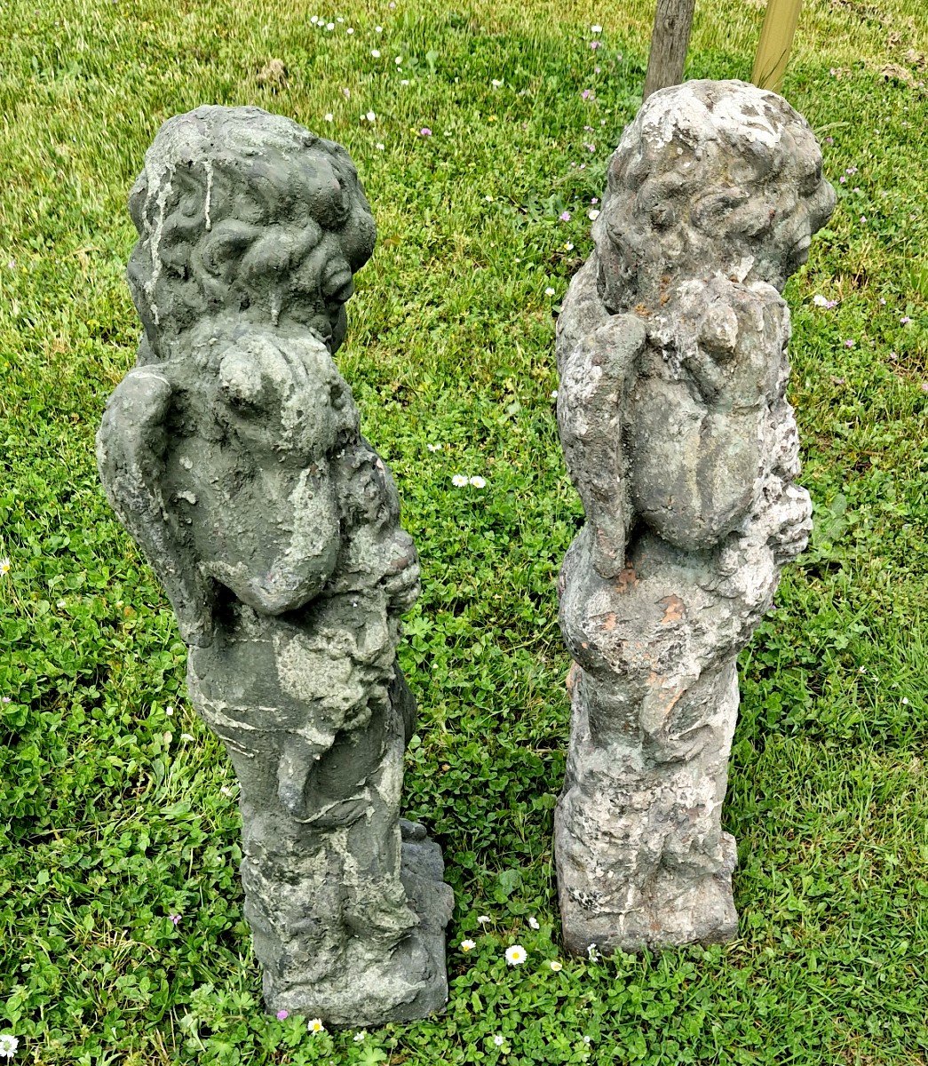 Paire De Statues En Terre Cuite XIX-ème-photo-3