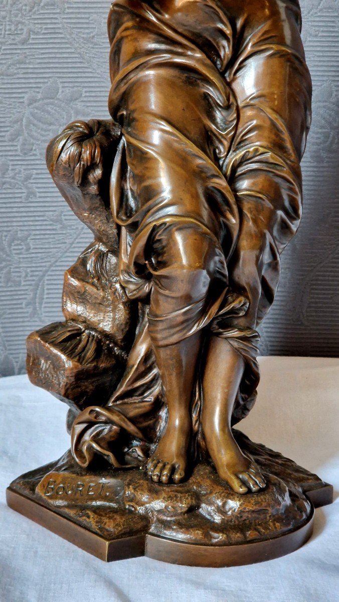 Bronze La Frileuse  Par Eutrope Bouret  (1833-1906) -photo-3