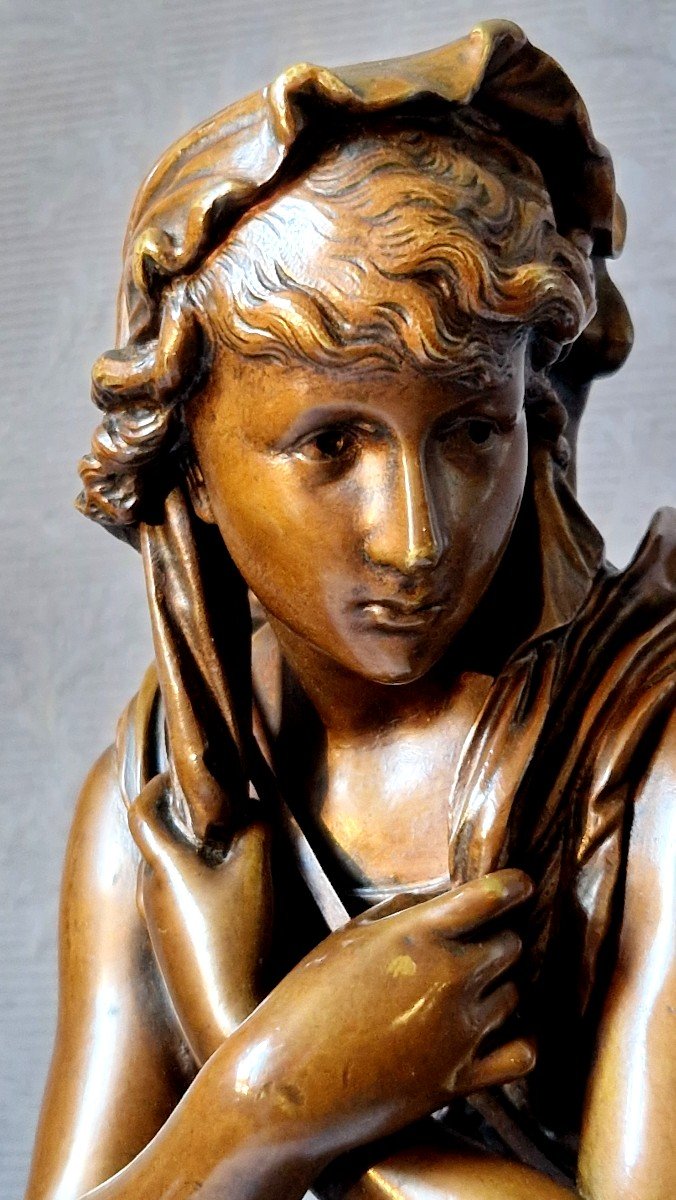 Bronze La Frileuse  Par Eutrope Bouret  (1833-1906) -photo-5