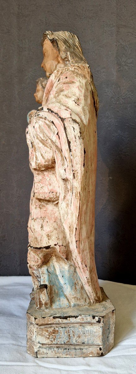 Statue En Bois Polychrome fin  XIXème-photo-1