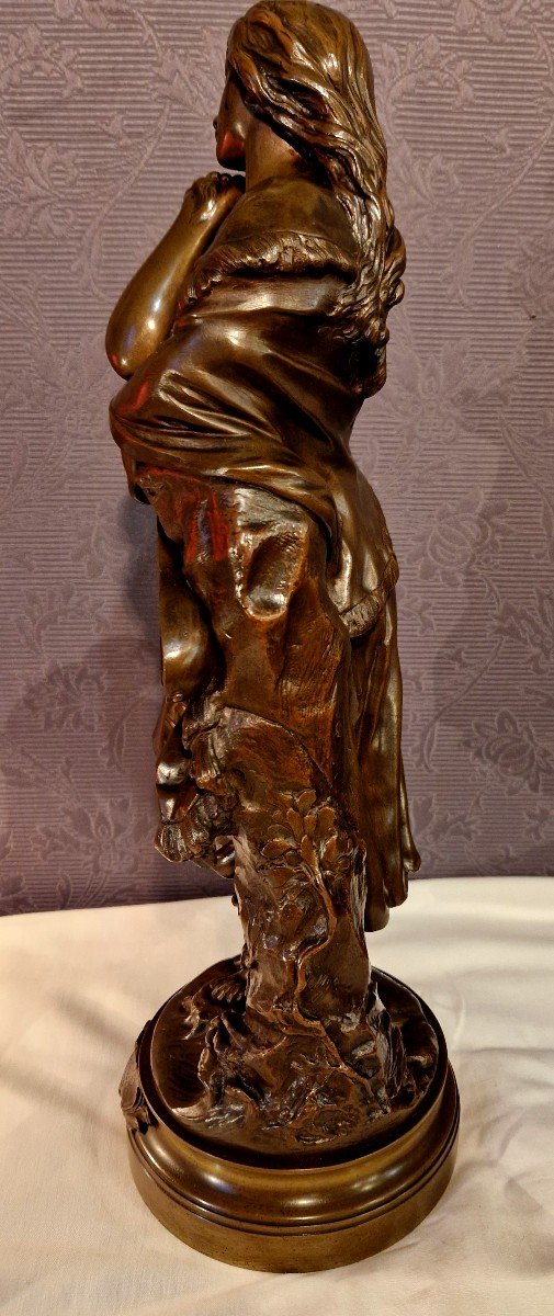 Bronze Mandolin Player By Adrien Etienne Gaudez (1845-1902) -photo-4