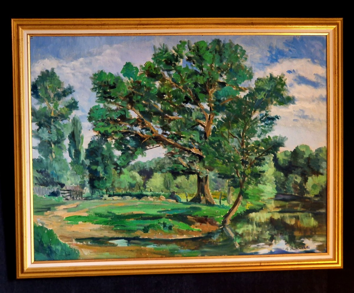Tableau Paysage De Campagne XXe-photo-4
