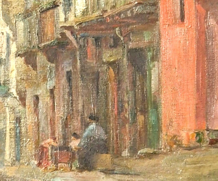Oil On Canvas By H. Levasseur Basque Village-photo-4