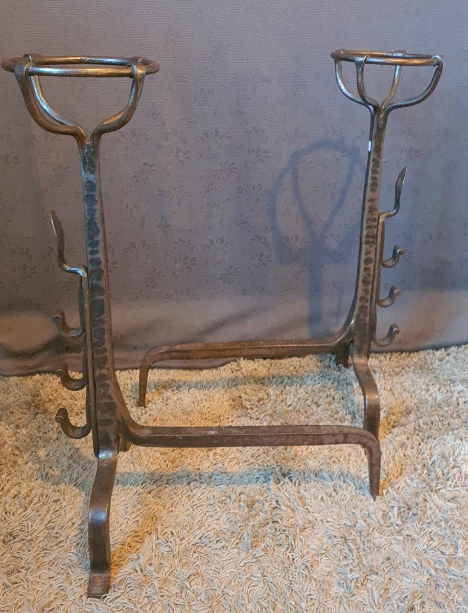 Pair Of 19th Century Andirons With Buckets-photo-3