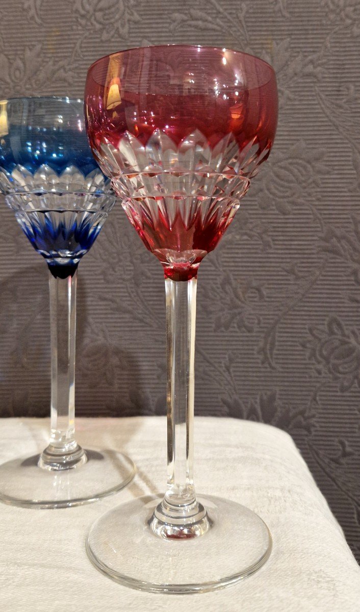 5 Val Saint Lambert Crystal Wine Glasses-photo-5