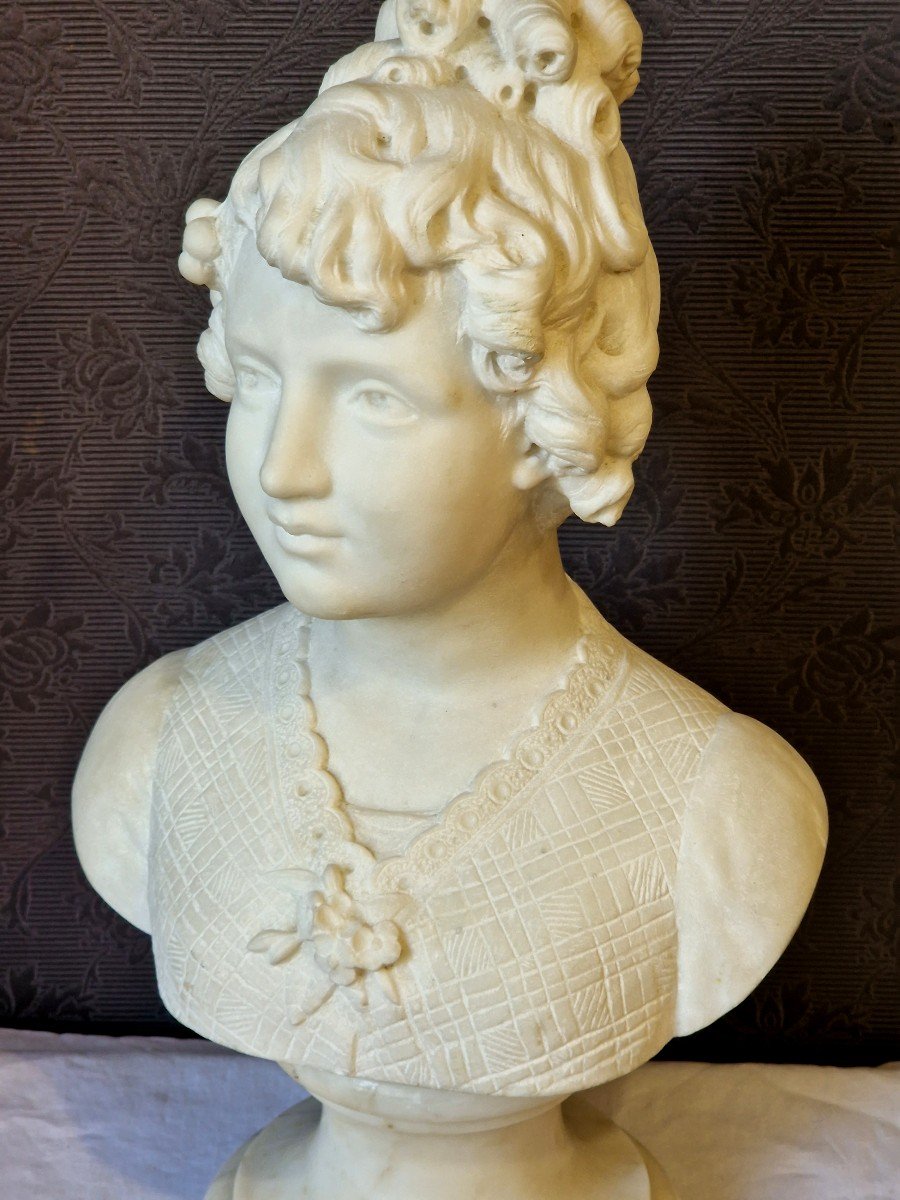 Buste d'Une Jeune Femme En Albâtre-photo-6