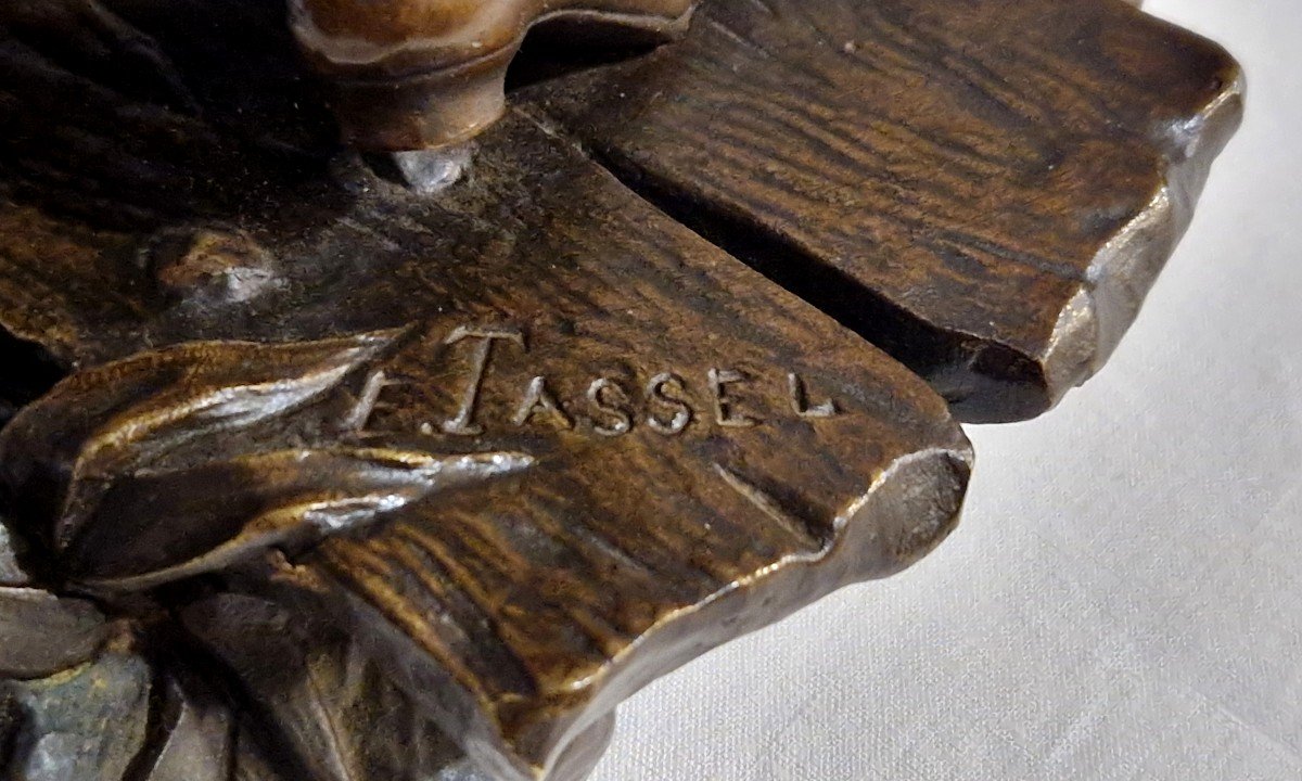 Bronze The Crossing Of The Stream Signed Edmond Louis Charles Tassel (1849-1899) -photo-3
