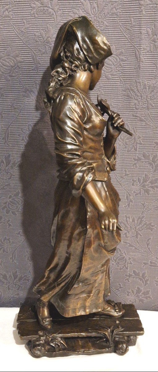 Bronze The Crossing Of The Stream Signed Edmond Louis Charles Tassel (1849-1899) -photo-6
