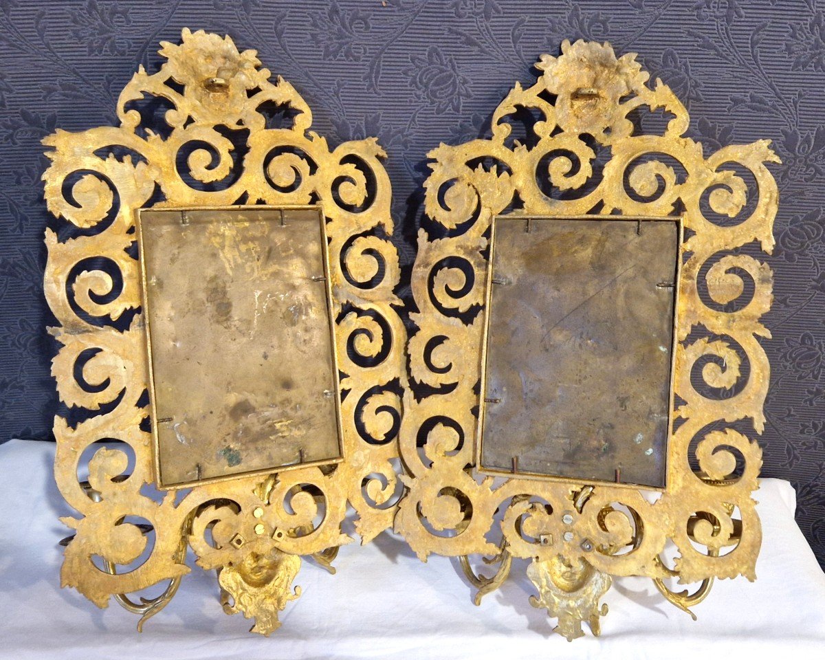 Pair Of Gilt Bronze Wall Mirrors From The Late 19th Century-photo-7