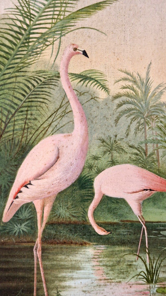 Flemish And Egret Paintings By A. Lebret Dated 1898-photo-1