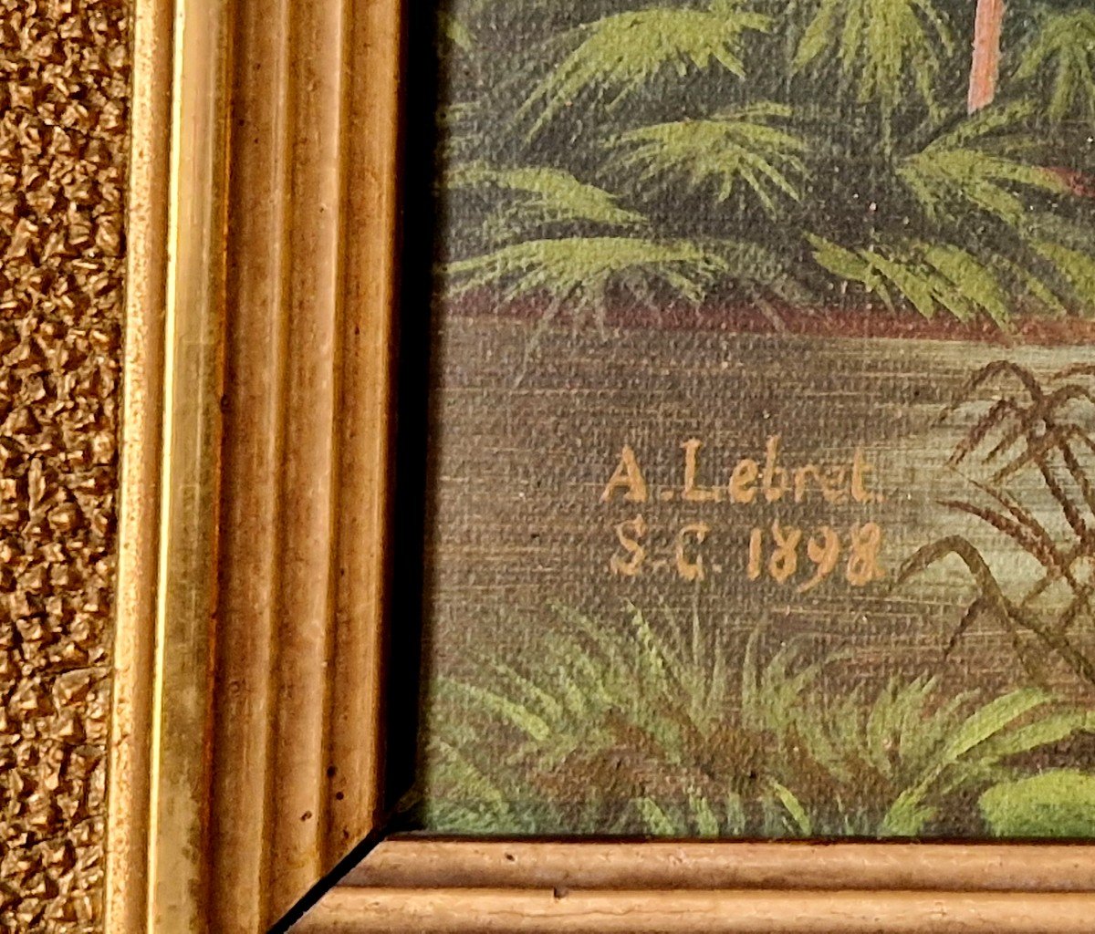 Flemish And Egret Paintings By A. Lebret Dated 1898-photo-4