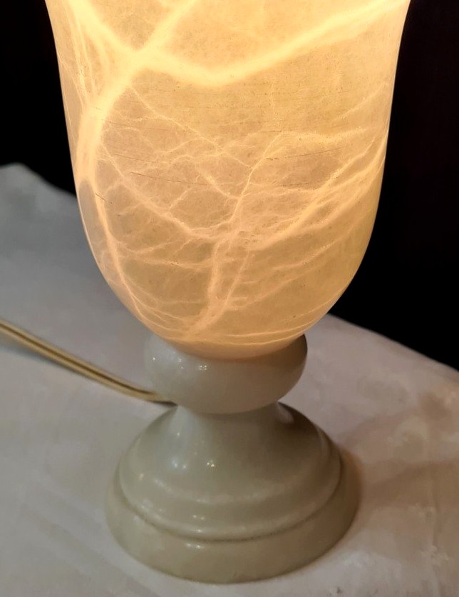 Art Deco Alabaster Tulip Lamp-photo-3