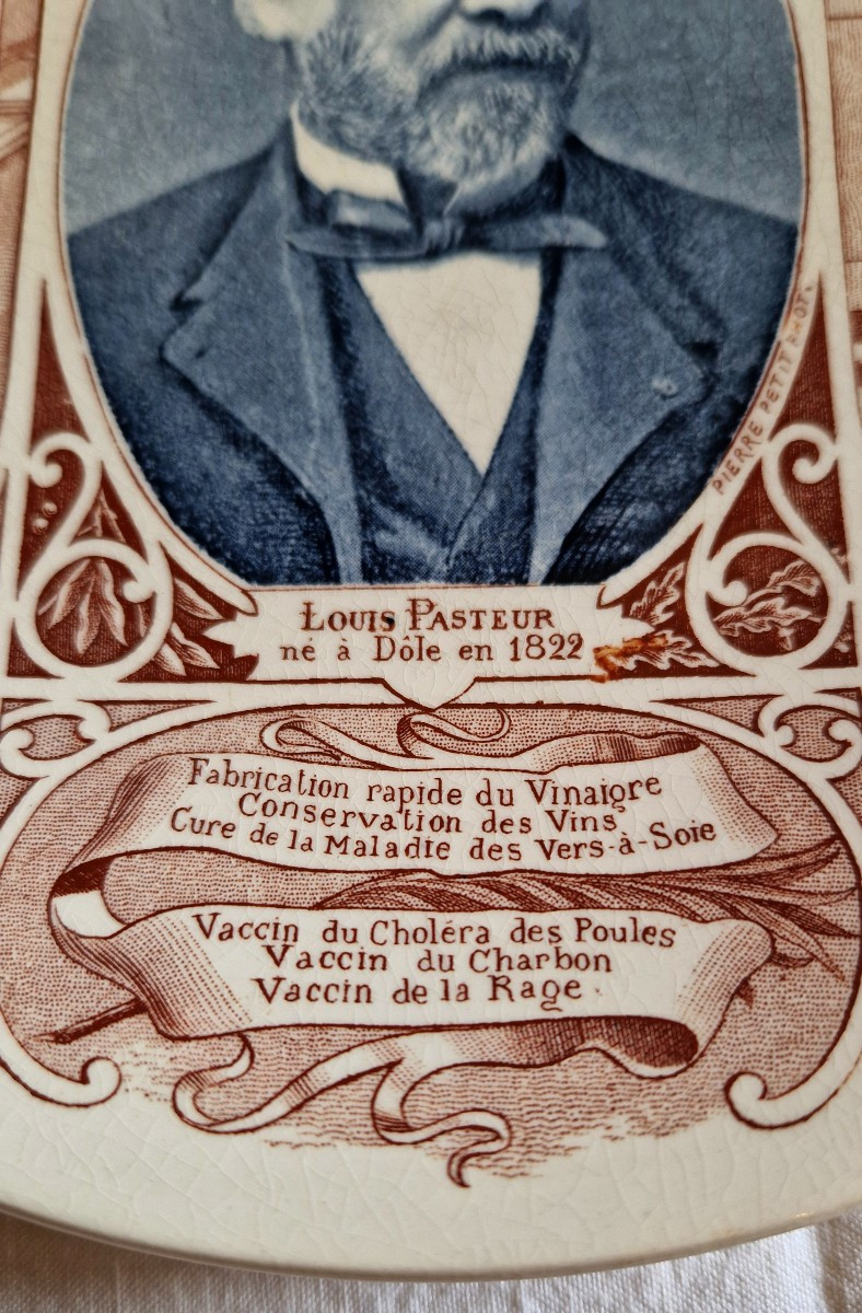 Three Commemorative Souvenir Plates Sarreguemines "famous Men" -photo-3