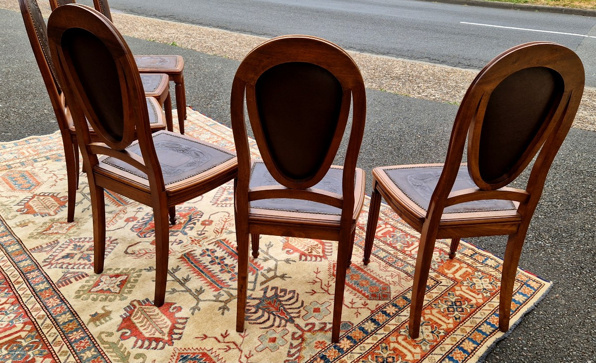 Suite De 6 Chaises En Noyer Art Déco-photo-5