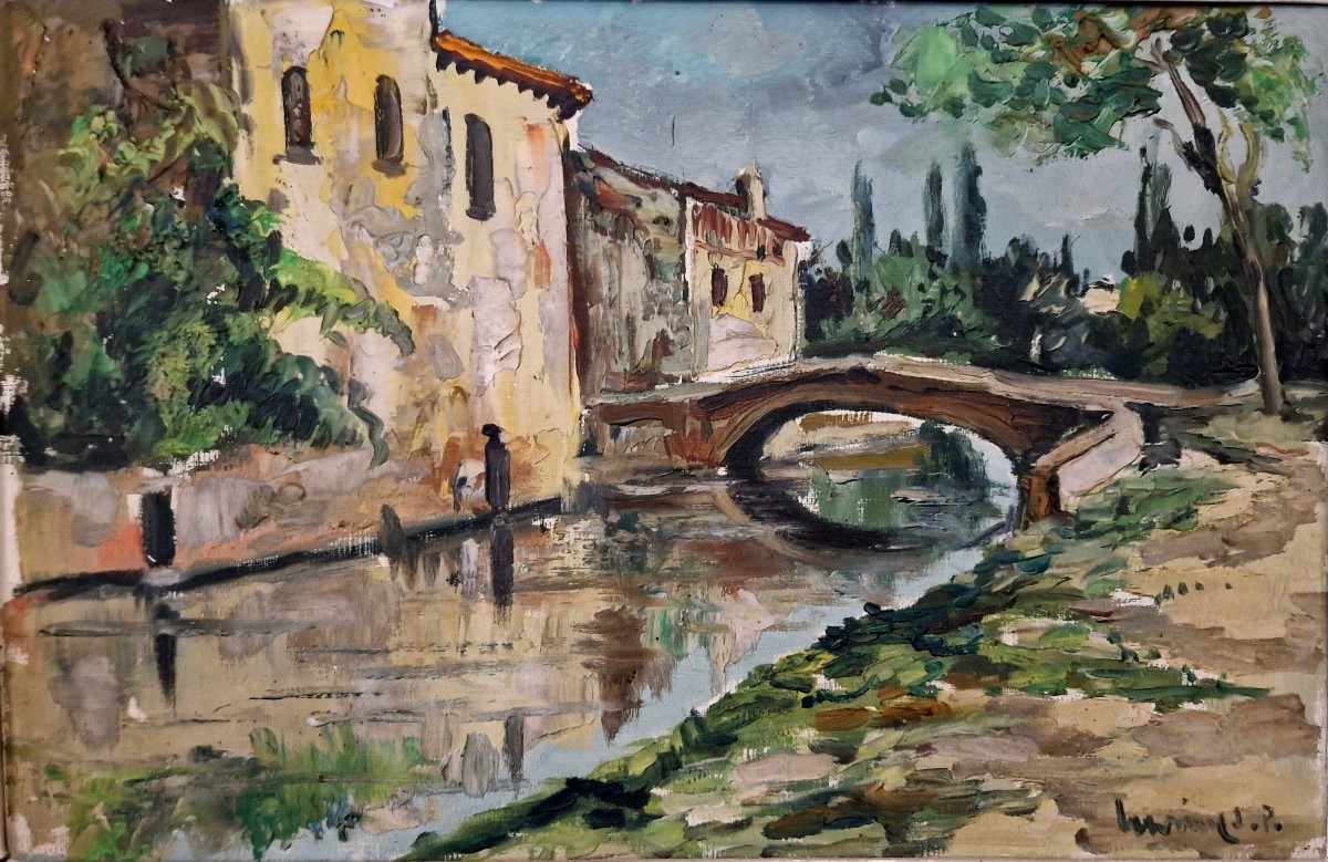 Bords De Rivière De Villiers Sur Morin Par Robert Lavoine L.p (1916-1999)-photo-2