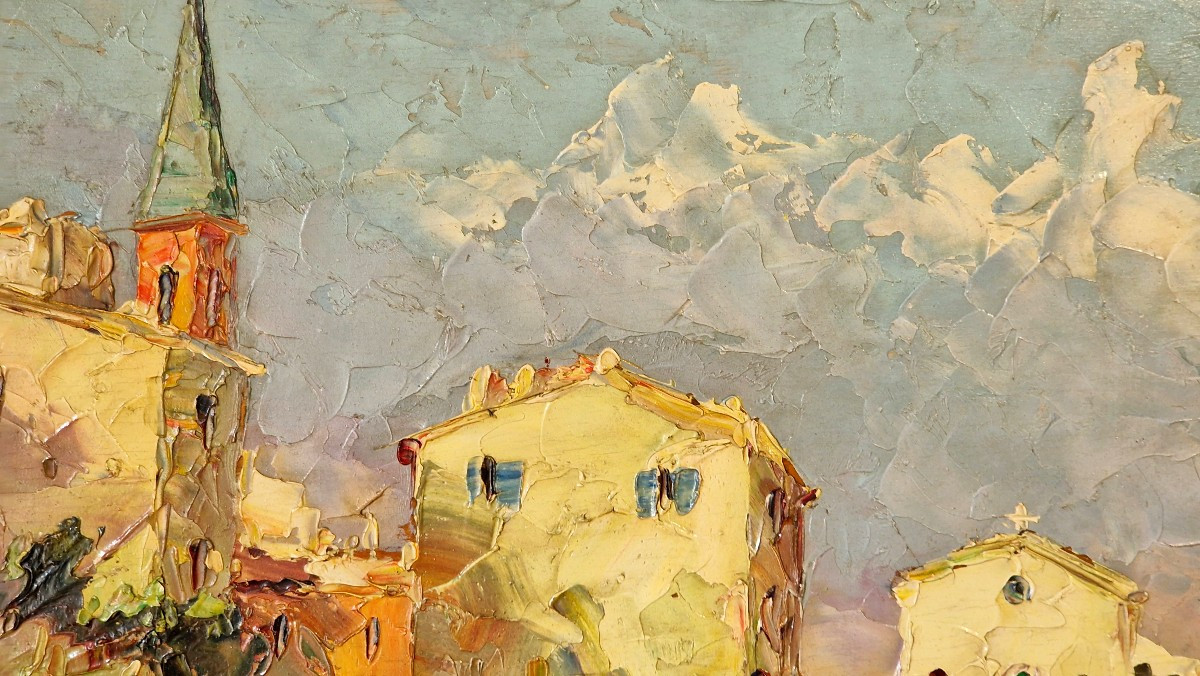 Oil On Cardboard By André Salomon Le Tropezien ''view Of Saint-tropez''-photo-2