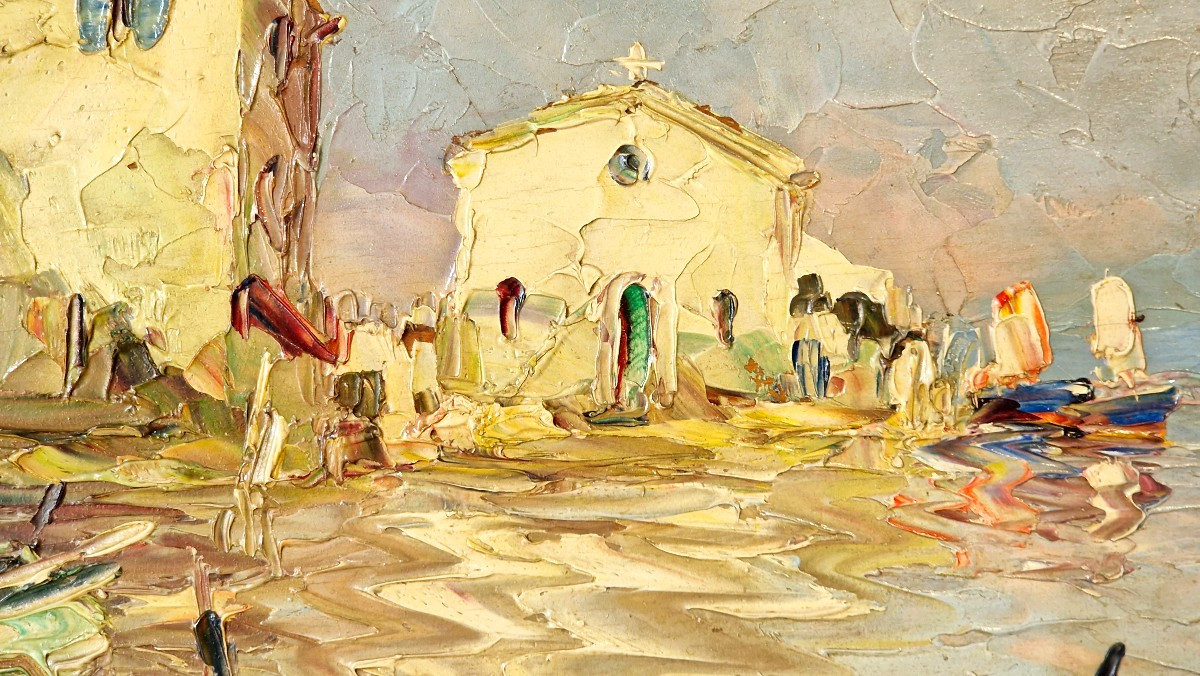 Oil On Cardboard By André Salomon Le Tropezien ''view Of Saint-tropez''-photo-5