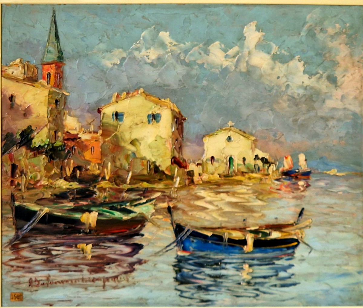 Oil On Cardboard By André Salomon Le Tropezien ''view Of Saint-tropez''