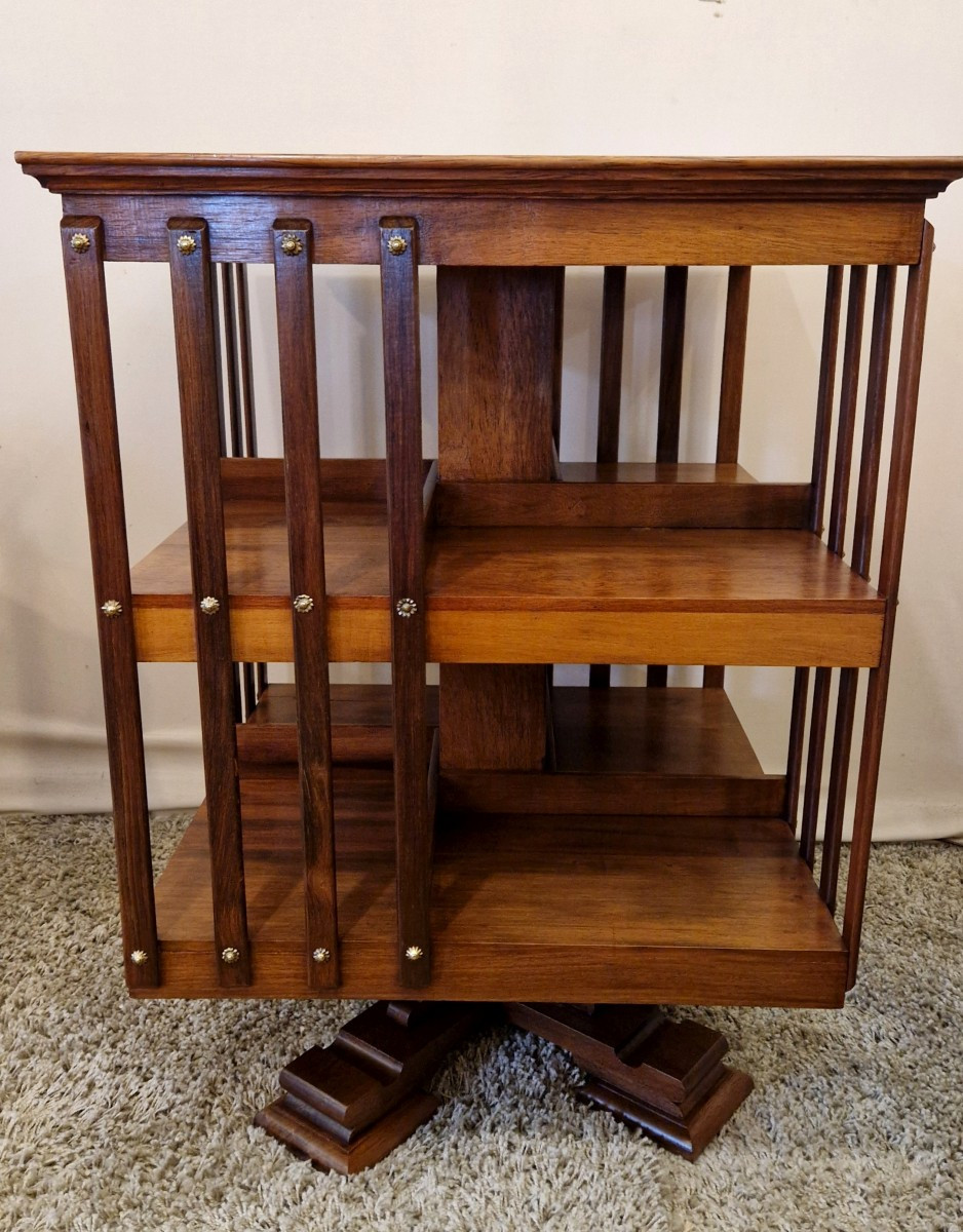 Revolving Bookcase In Walnut Veneer -photo-4