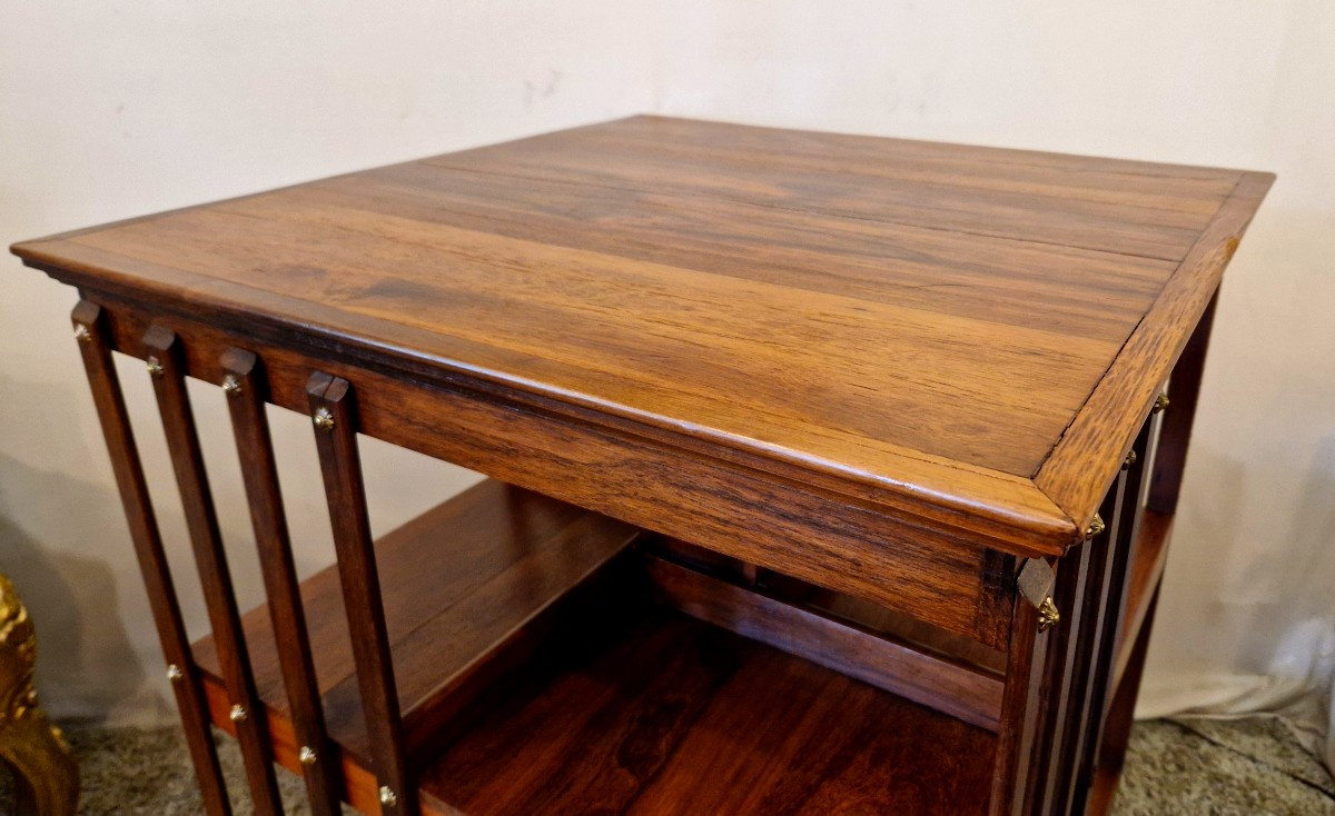 Revolving Bookcase In Walnut Veneer -photo-2