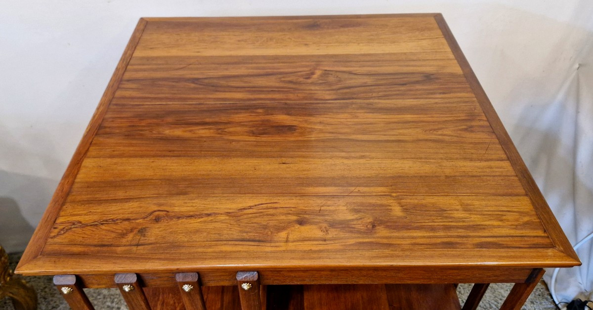 Revolving Bookcase In Walnut Veneer -photo-3