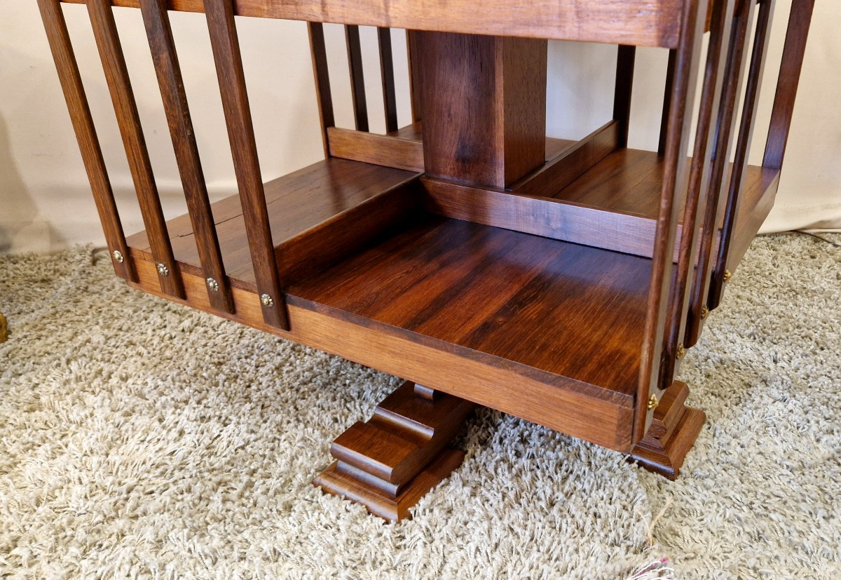 Revolving Bookcase In Walnut Veneer -photo-5