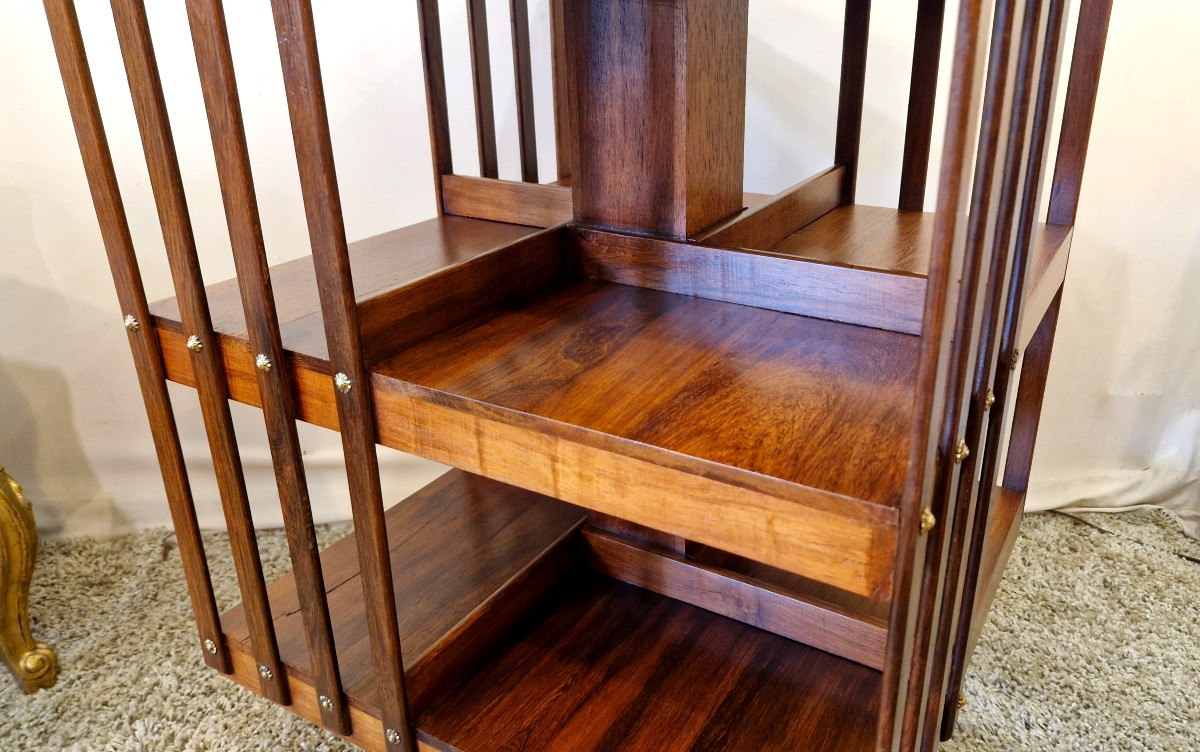 Revolving Bookcase In Walnut Veneer -photo-6