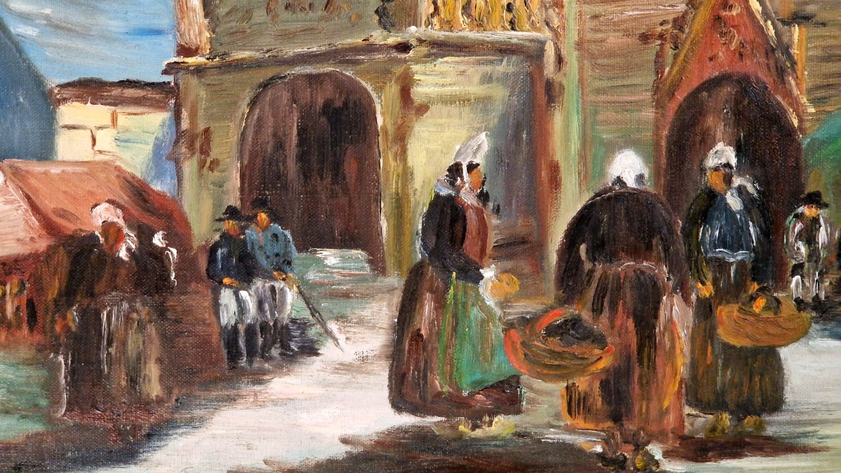 Marché breton à Locronan vers 1900 -photo-4