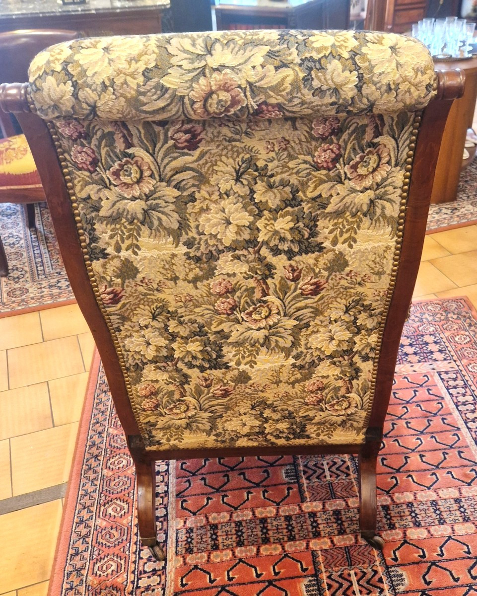 Fauteuil Voltaire en acajou à crémaillères-photo-3