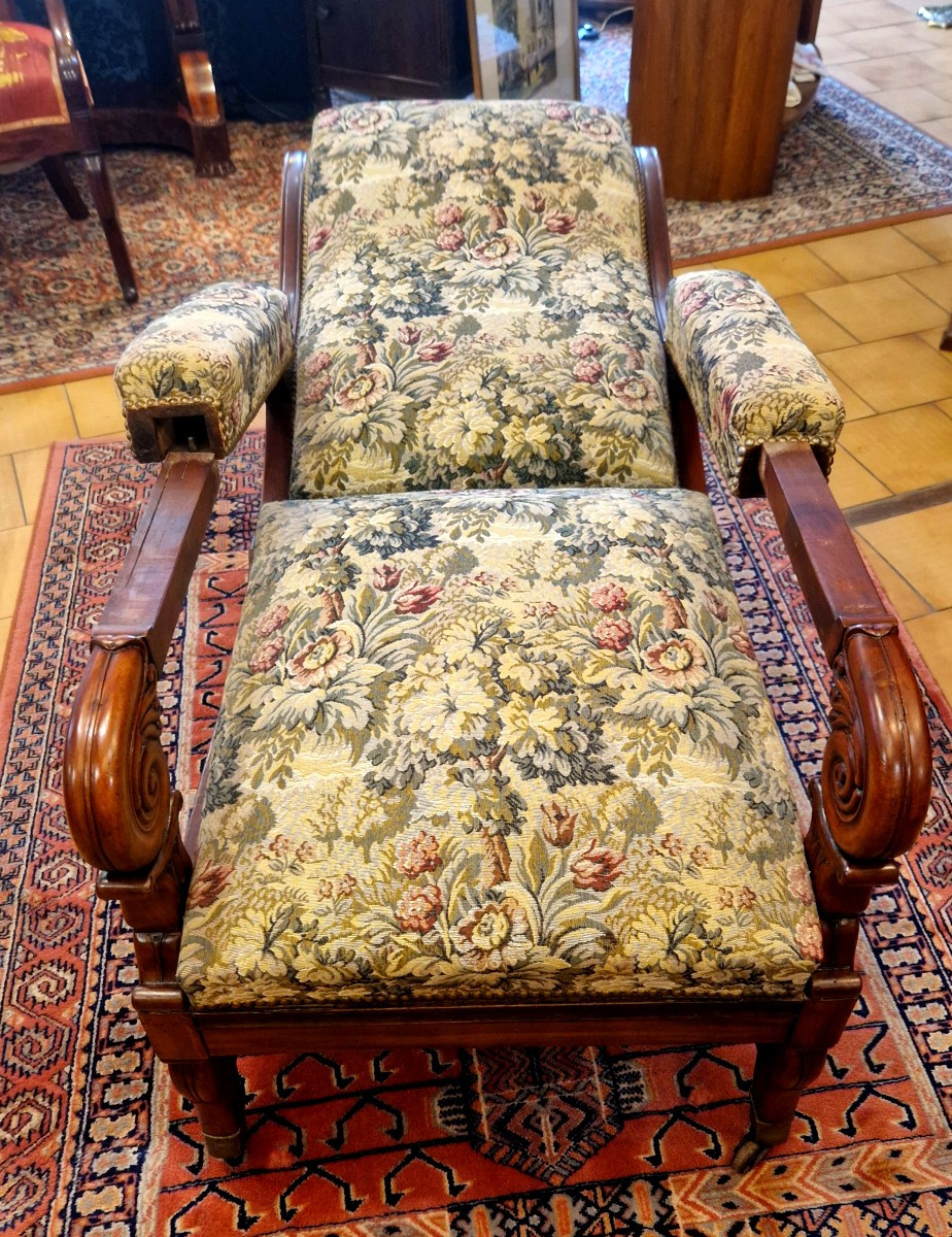 Fauteuil Voltaire en acajou à crémaillères-photo-4