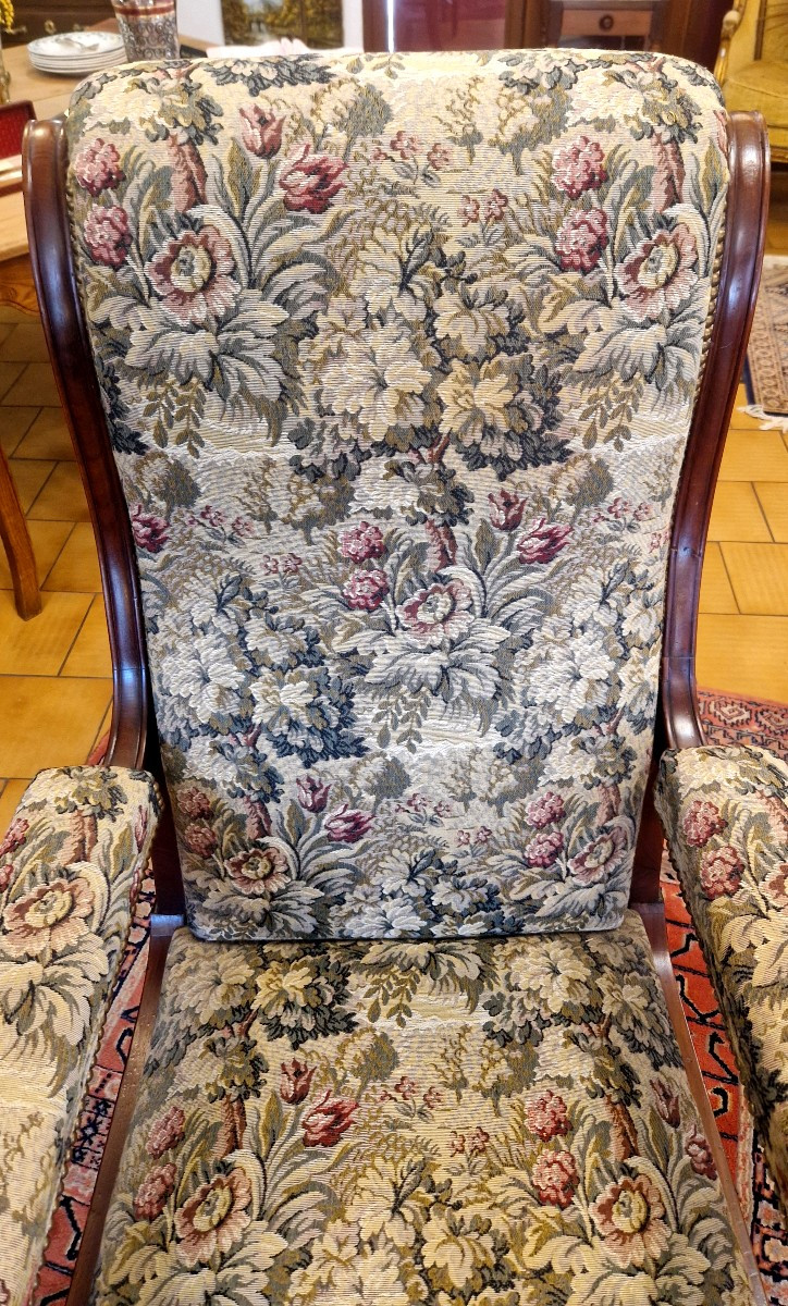 Fauteuil Voltaire en acajou à crémaillères-photo-7