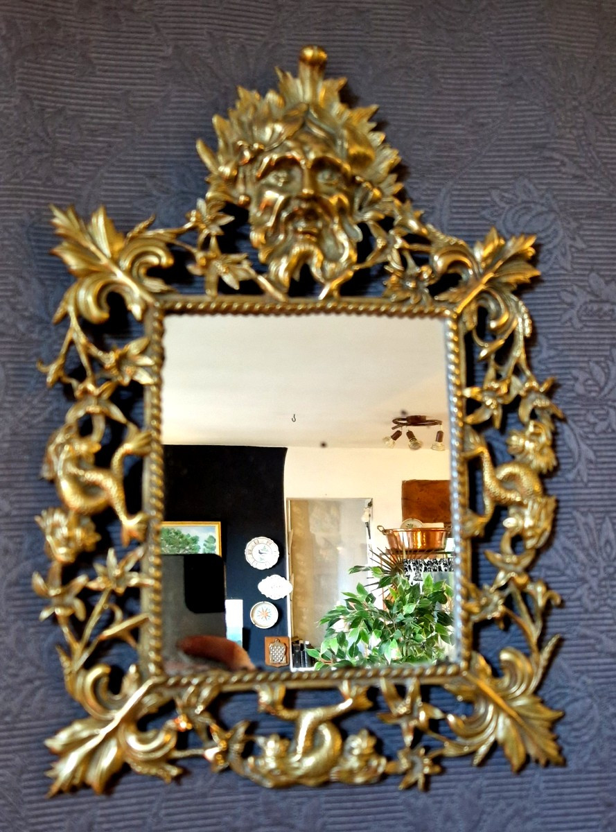 Miroir en bronze doré de style rocaille-photo-3