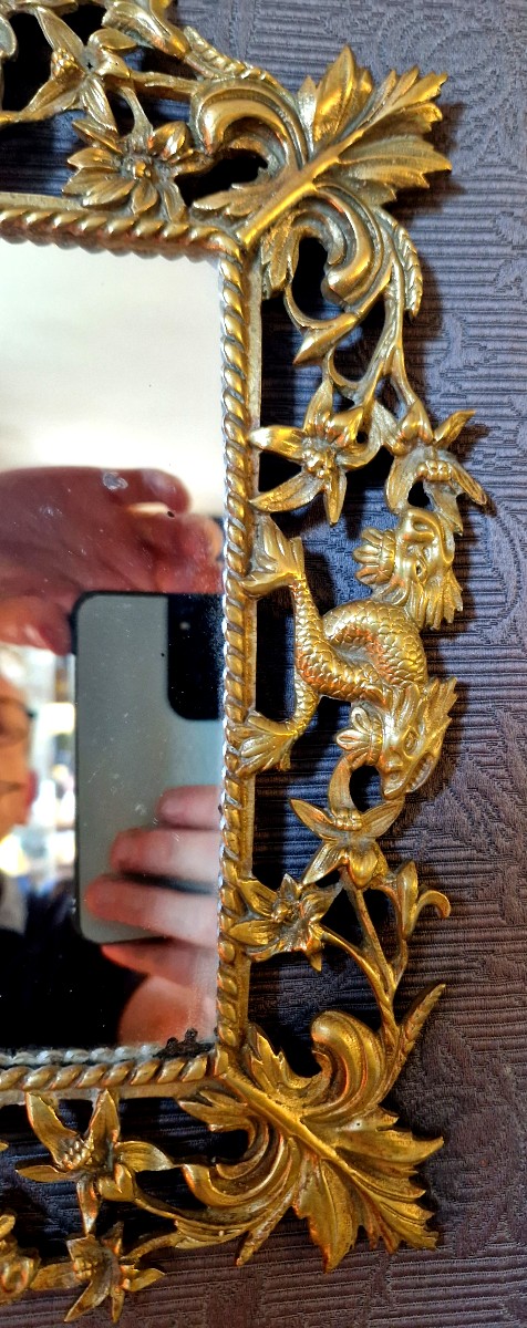 Miroir en bronze doré de style rocaille-photo-3