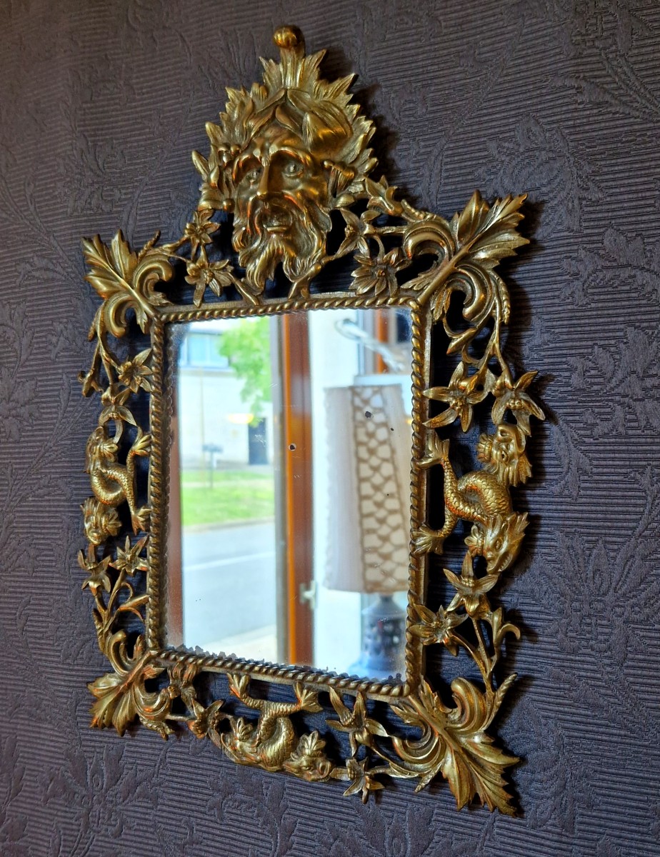 Miroir en bronze doré de style rocaille-photo-5