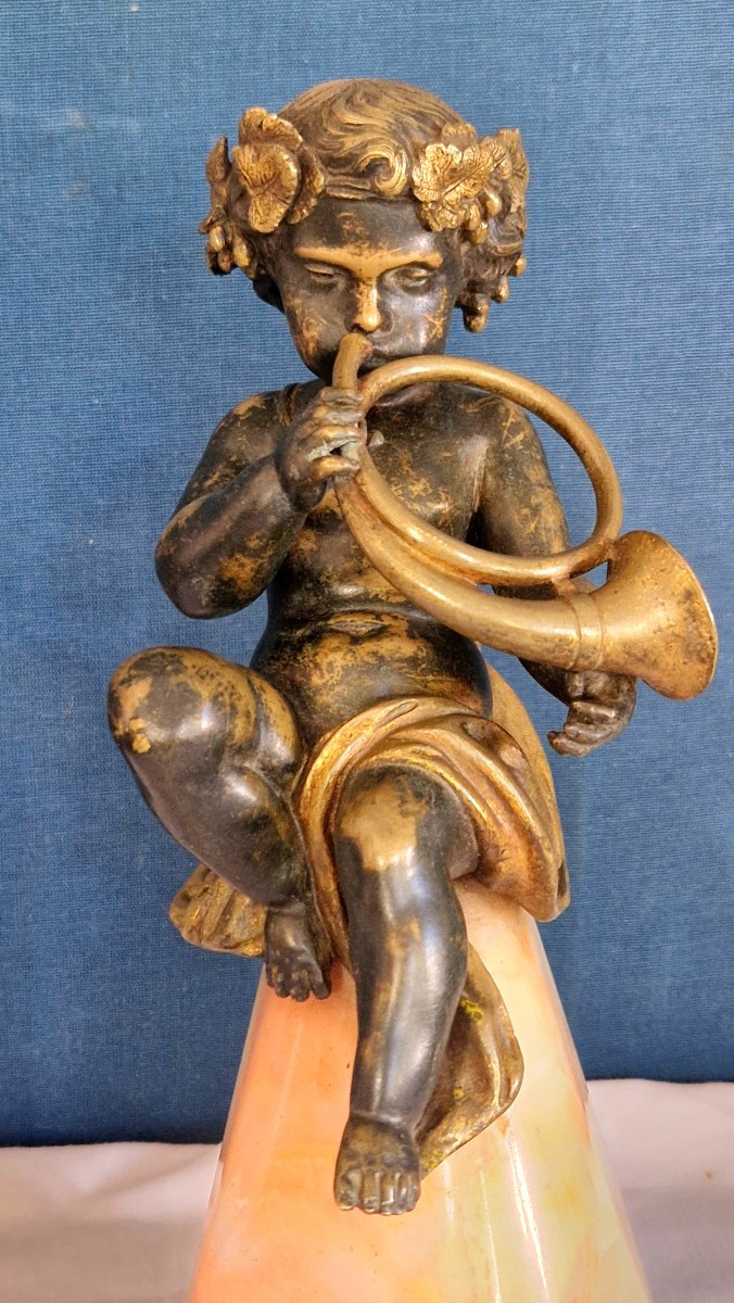 Putti musicien en bronze-photo-2