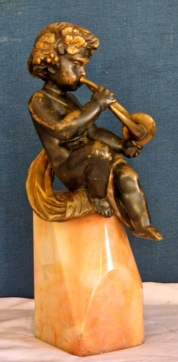 Putti musicien en bronze-photo-3